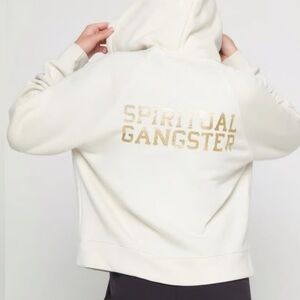 Spiritual Gangster Women's White and Gold Hoodie